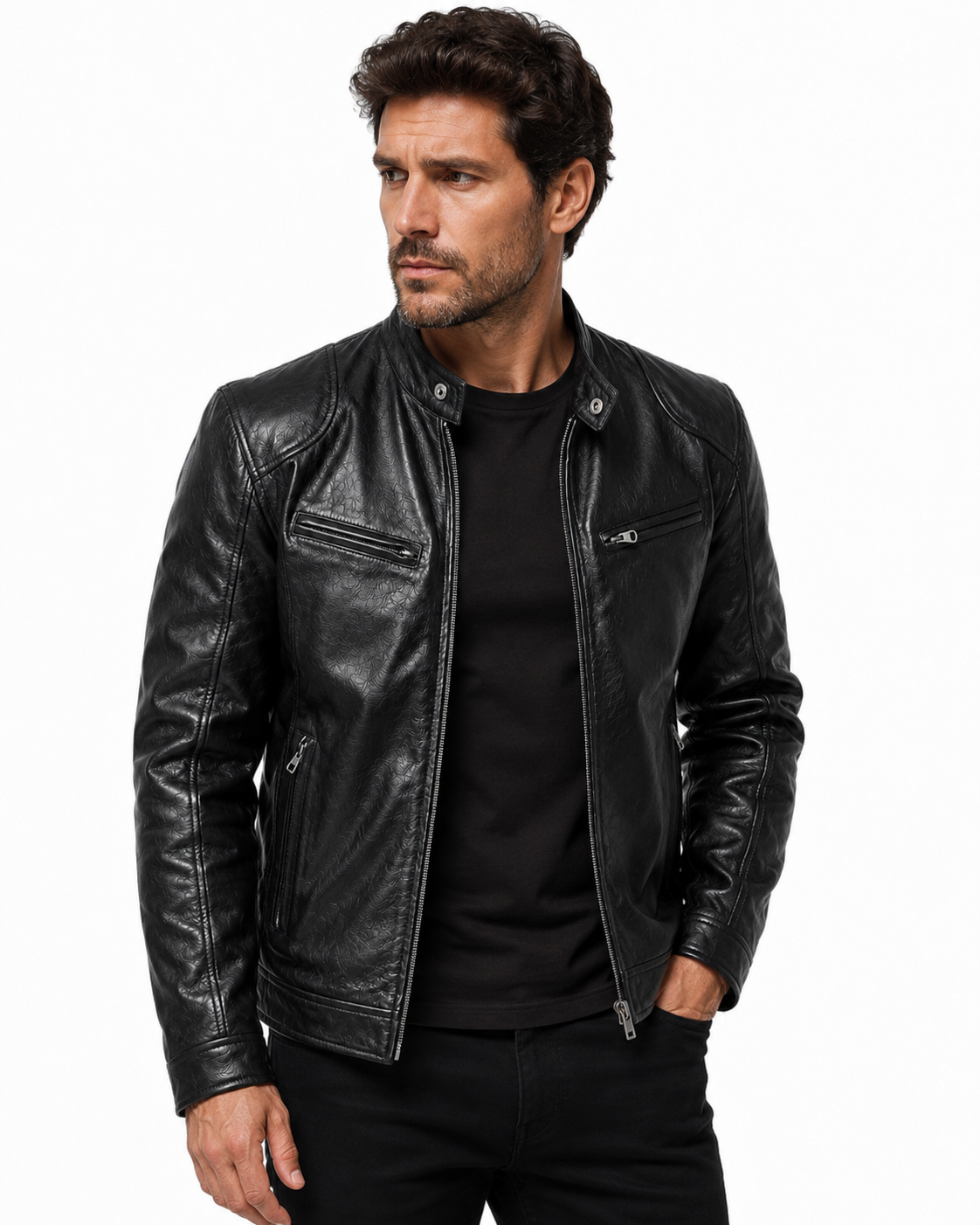 Jaqueta de Couro Masculina Racer