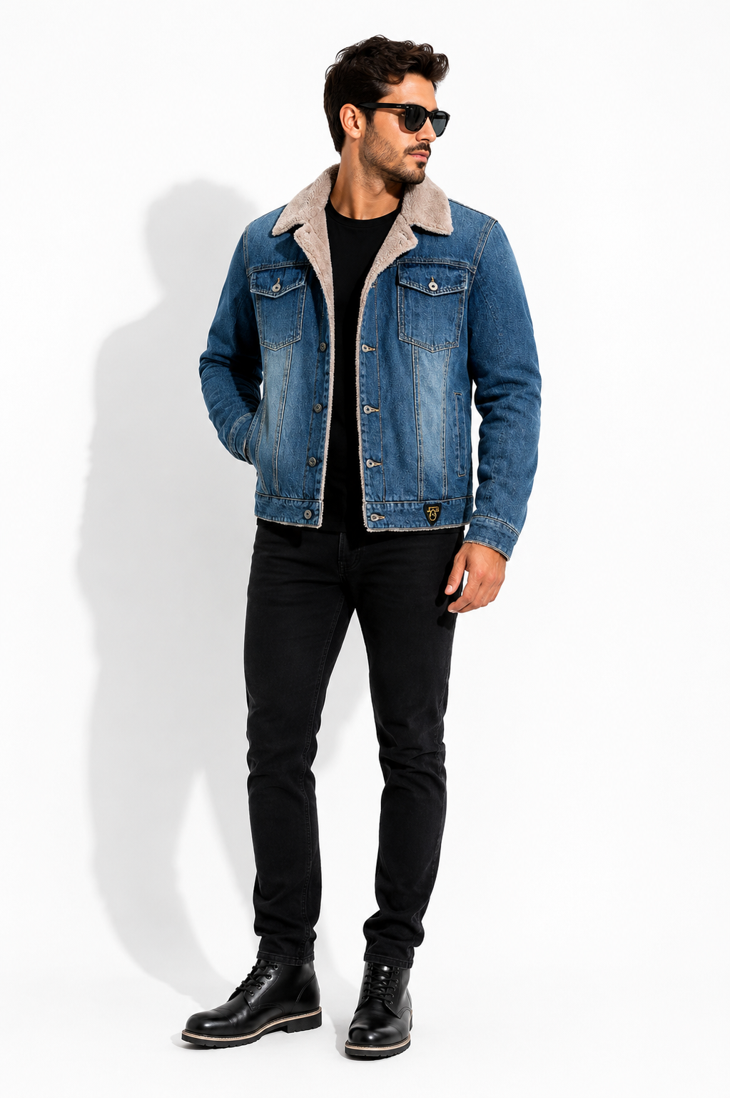 Jaqueta Jeans Masculina Casual Forrada Com Lã