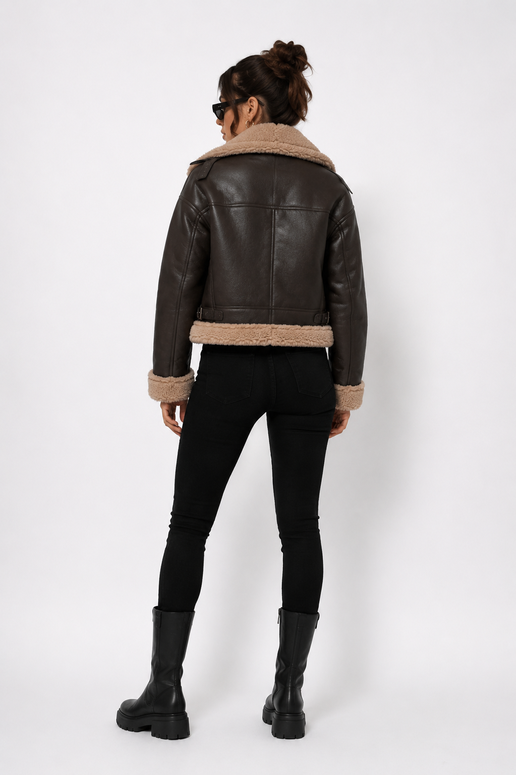 Jaqueta Feminina Curta com Forro Quente Design Dupla Face