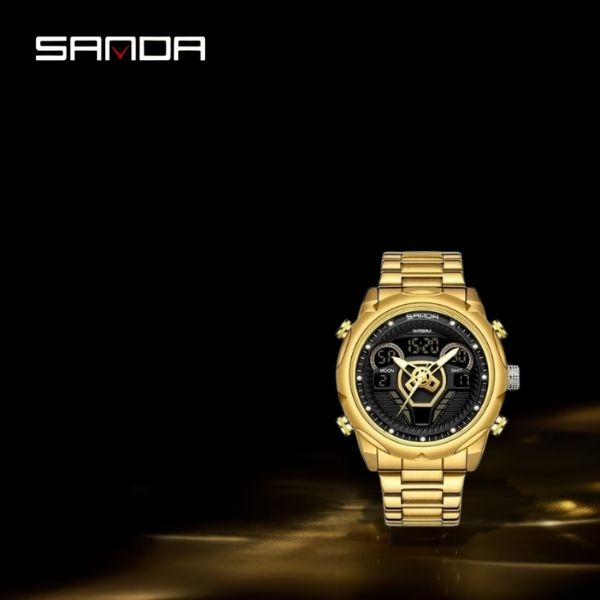 Relógio Masculino Dourado Wheel - Sanda