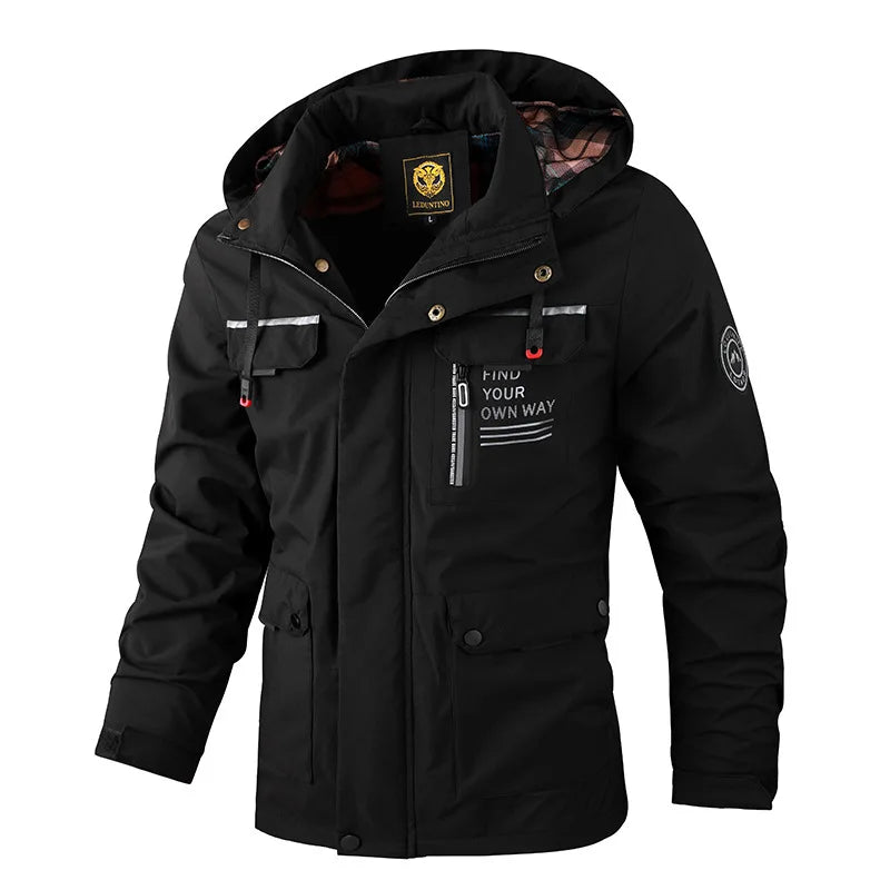 Casaco Masculino Casual Impermeável Com Capuz e Forro - (Promoção de Inverno 2025)