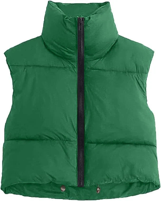 Colete Feminino Acolchoado sem Mangas Gola Alta em Algodão - (Promoção de Inverno 2025)