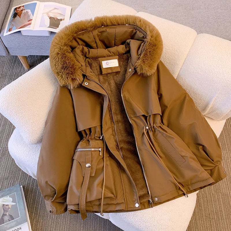 Casaco Feminino com Capuz Forrado a Polar Parka Acolchoada - (Promoção de Inverno 2025)
