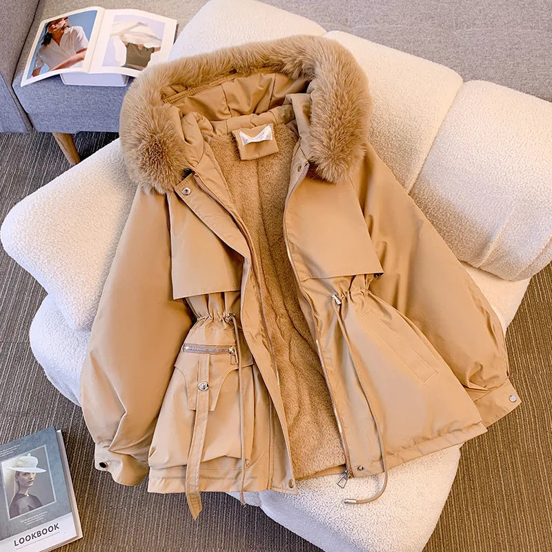 Casaco Feminino com Capuz Forrado a Polar Parka Acolchoada - (Promoção de Inverno 2025)