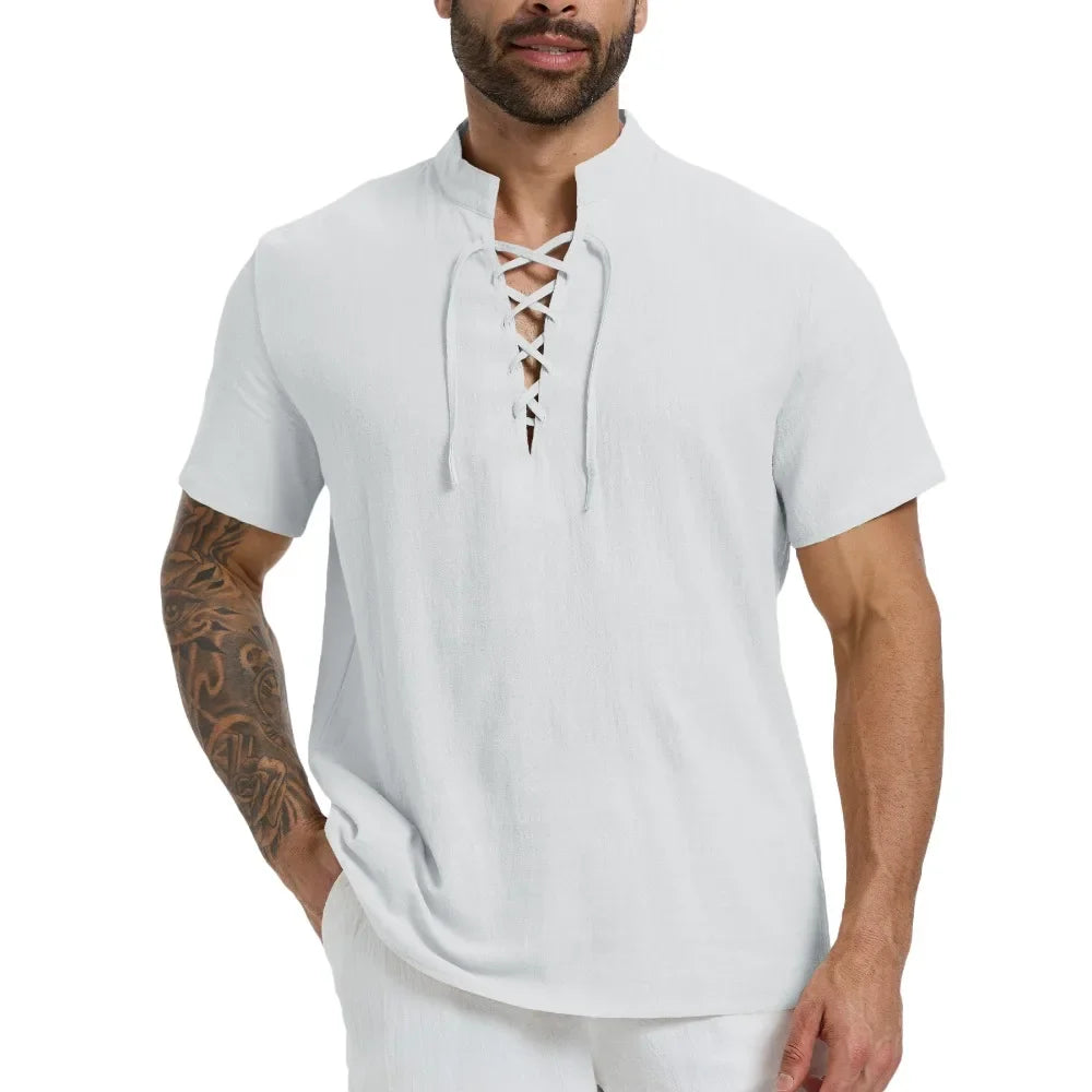 Camisa Masculina Manga Curta em Linho Peruíbe