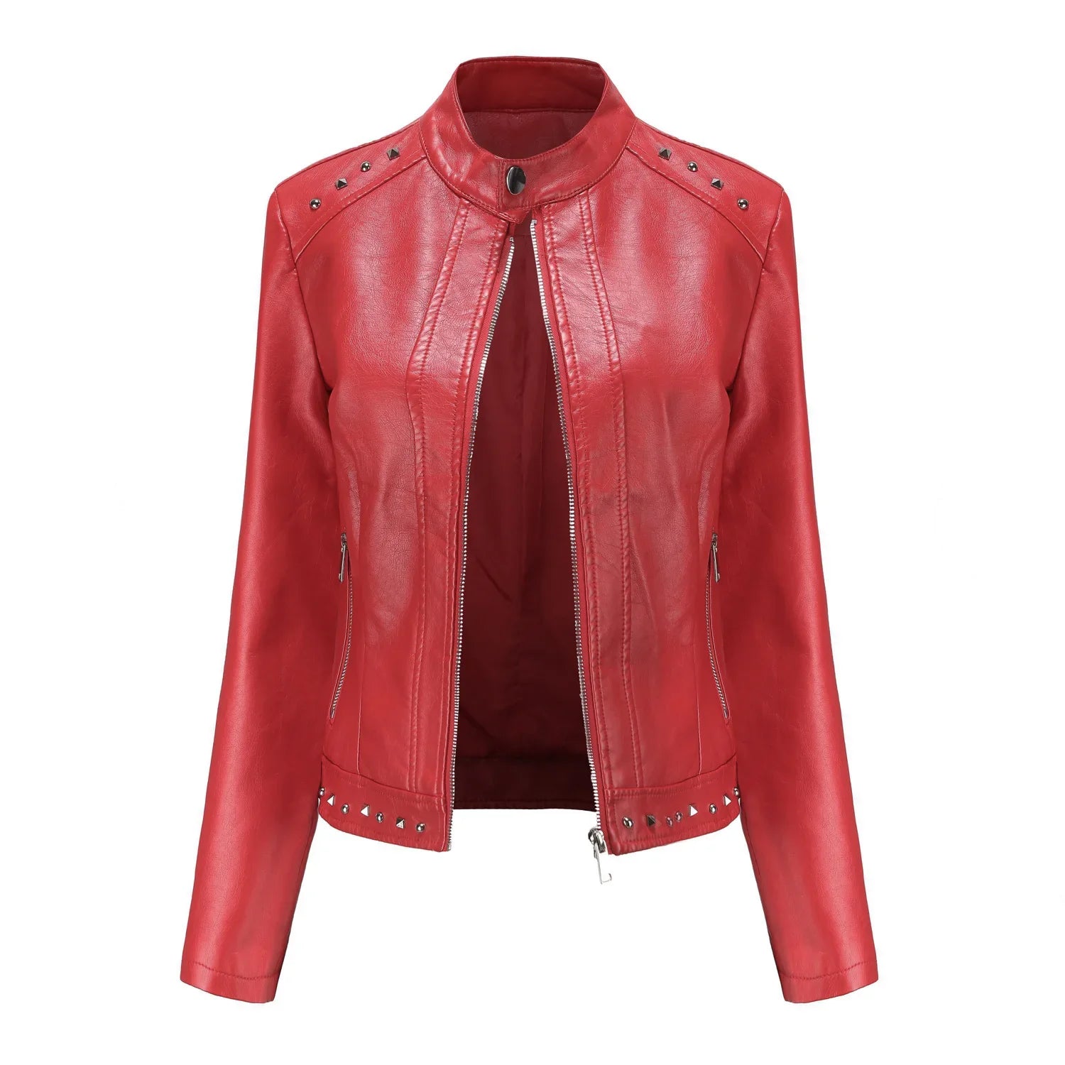 Jaqueta Feminina Estilo Punk Rock com Gola Alta - (Promoção de Inverno 2025)