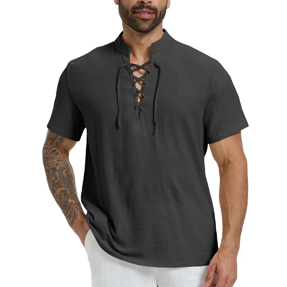 Camisa Masculina Manga Curta em Linho Peruíbe