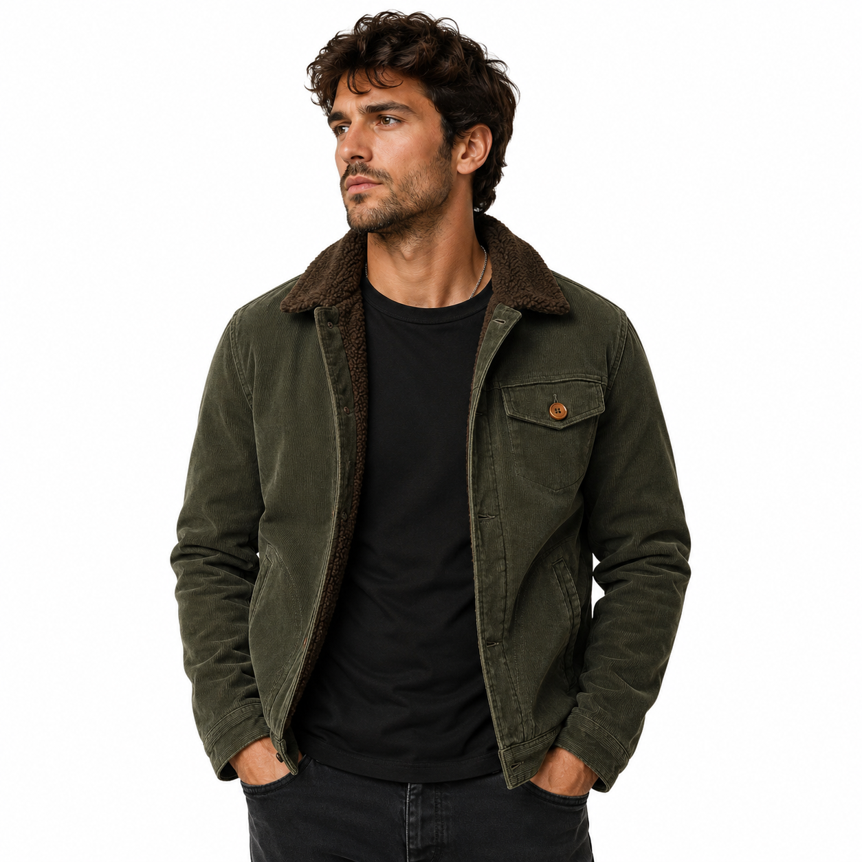 Jaqueta Masculina Casual com Forro Peluciado