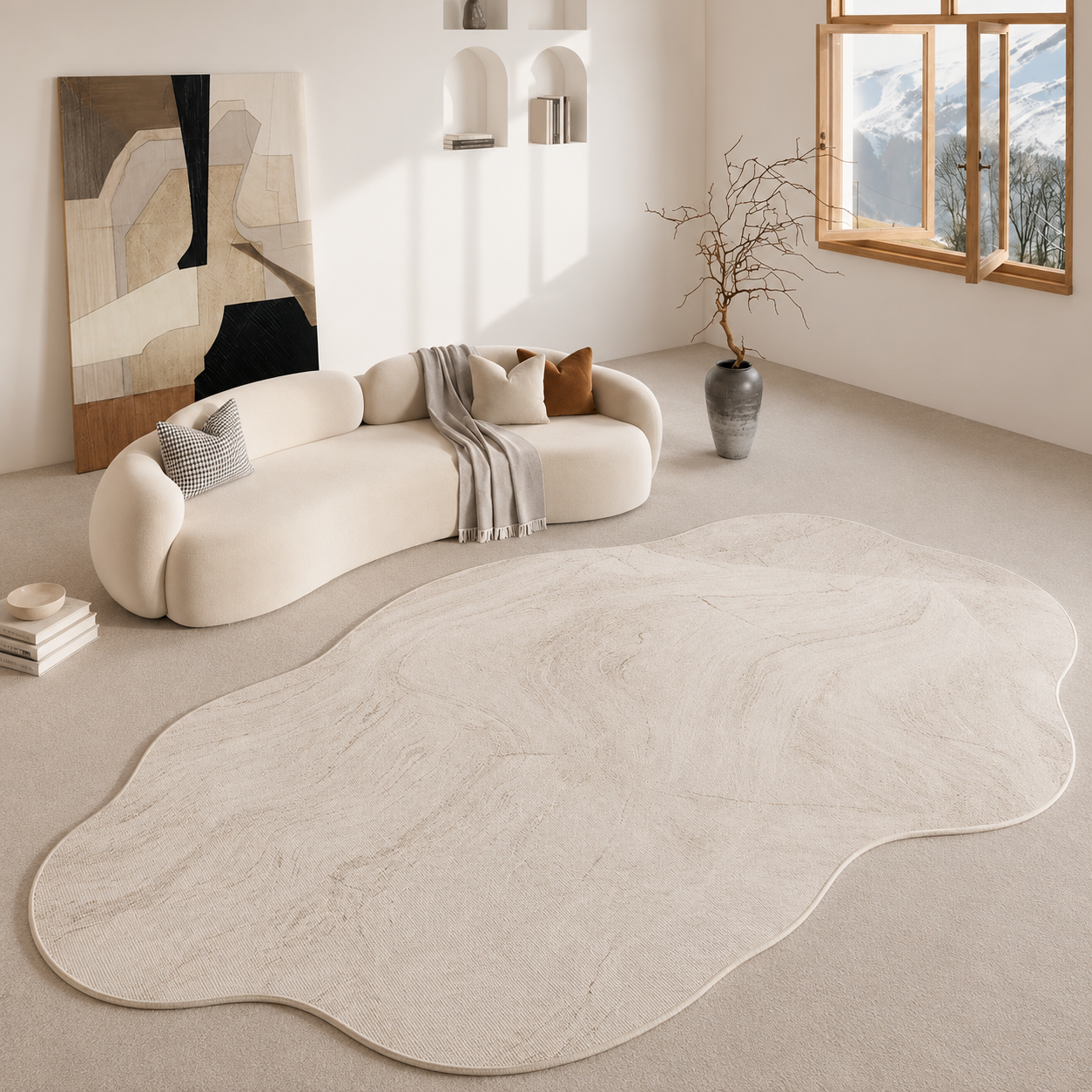 Tapete Irregular Macio Espessado Retrô Morada