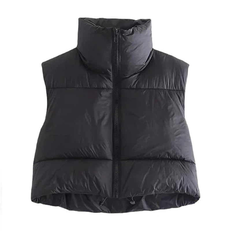 Colete Feminino Acolchoado sem Mangas Gola Alta em Algodão - (Promoção de Inverno 2025)