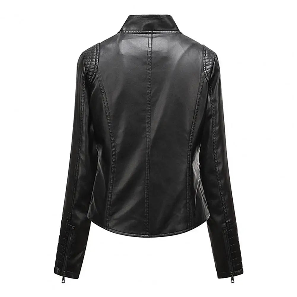 Jaqueta Feminina Slim com Gola Alta Estilo Biker - (Promoção de Inverno 2025)