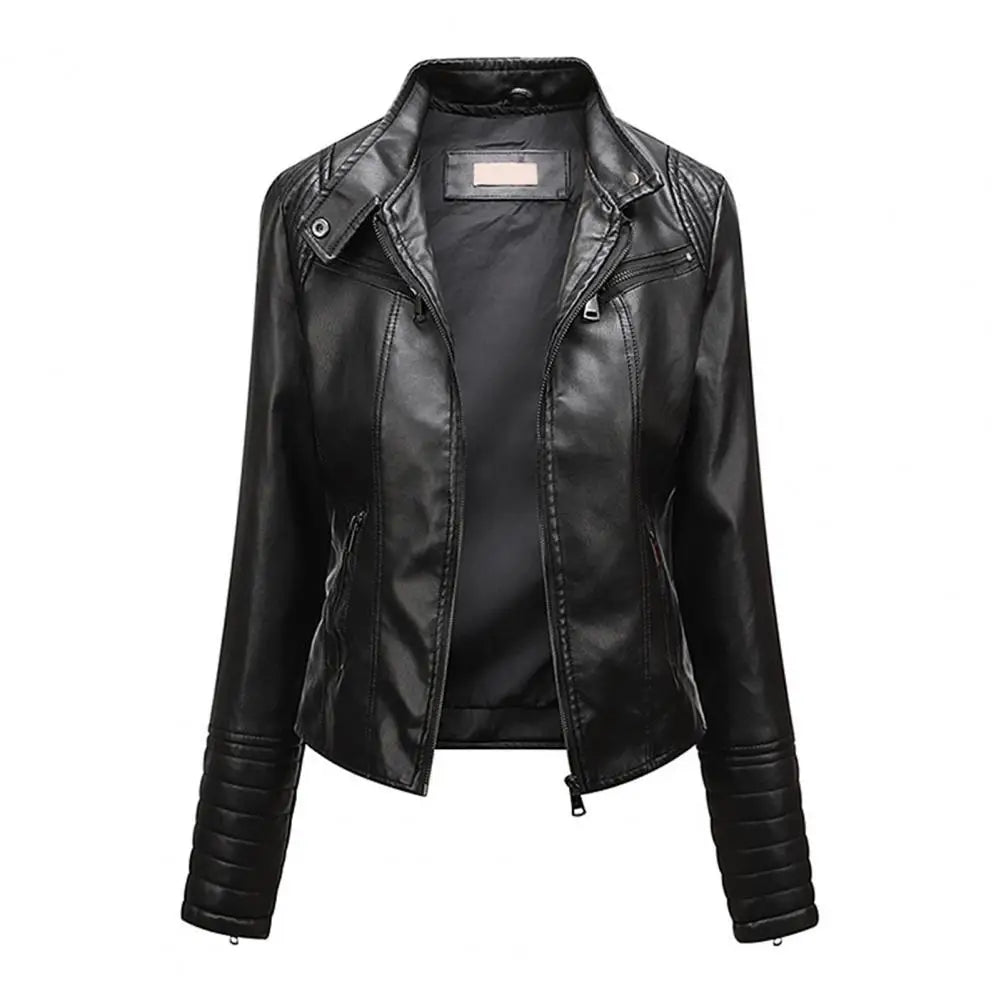 Jaqueta Feminina Slim com Gola Alta Estilo Biker - (Promoção de Inverno 2025)