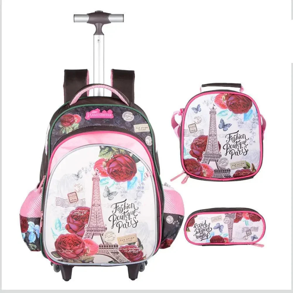 Kit Escolar com Mochila Escolar Infantil de Rodinhas Dupla, Lancheira e Estojo