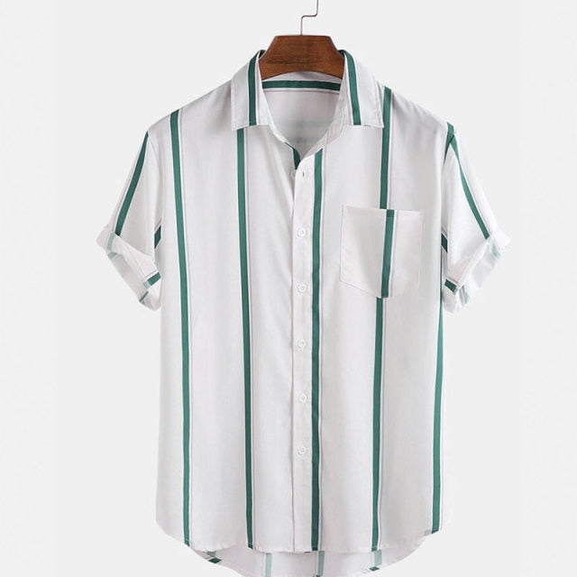 Camisa Masculina Listrada Manga Curta