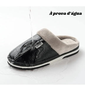 Pantufa de Couro com Forro em Algodão