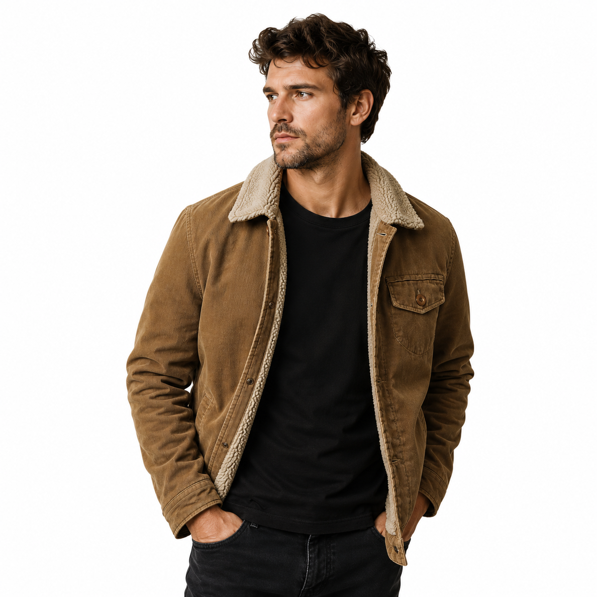 Jaqueta Masculina Casual com Forro Peluciado