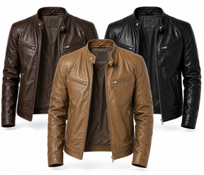 Jaqueta de Couro Masculina Racer