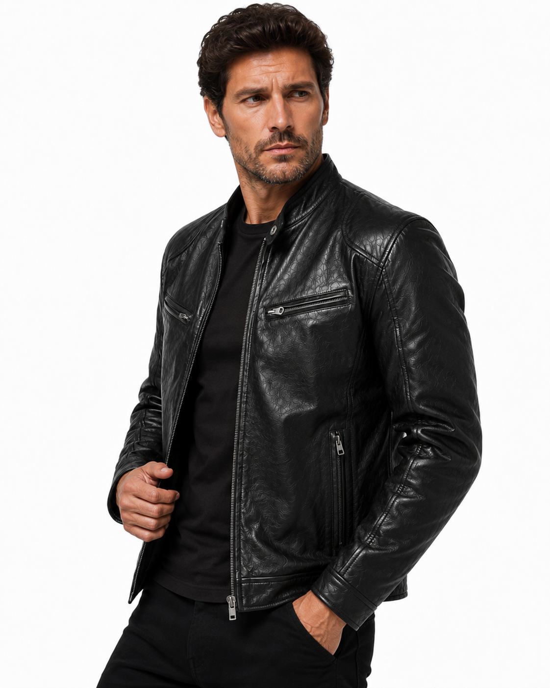Jaqueta de Couro Masculina Racer