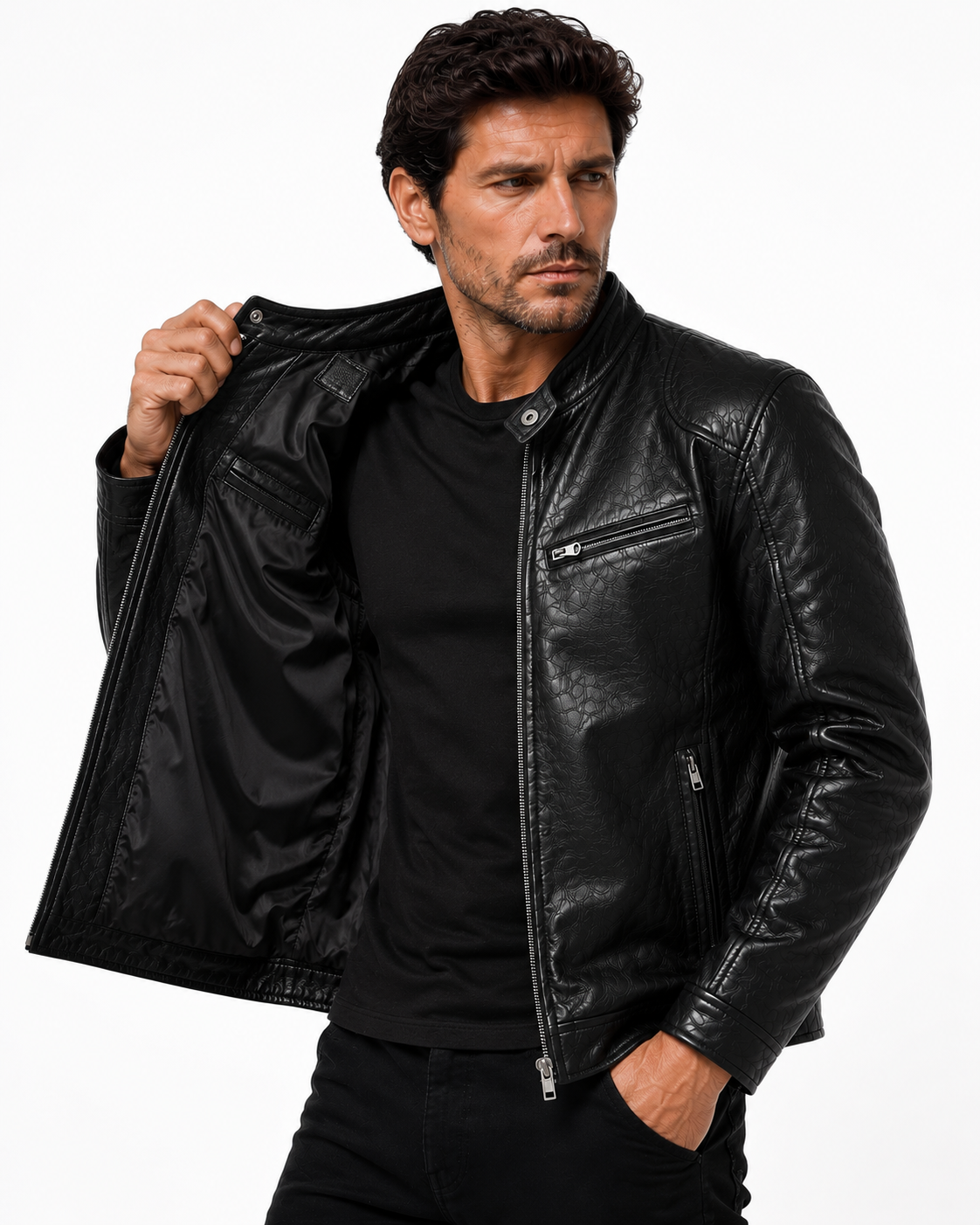 Jaqueta de Couro Masculina Racer
