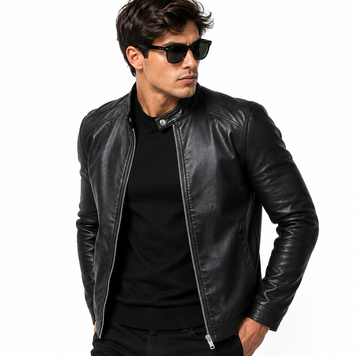 Jaqueta Masculina Gola Alta Slim