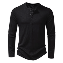 Camiseta Masculina Manga Longa Gola Henley Itajaí