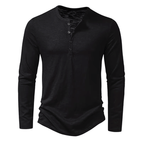 Camiseta Masculina Manga Longa Gola Henley Itajaí