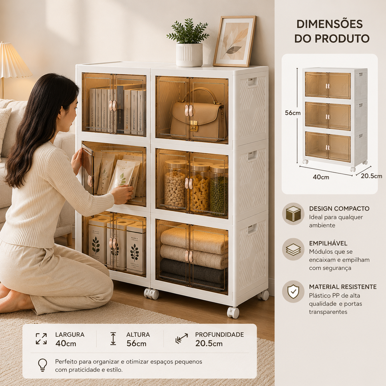 Armário Dobrável Multifuncional com Rodinhas