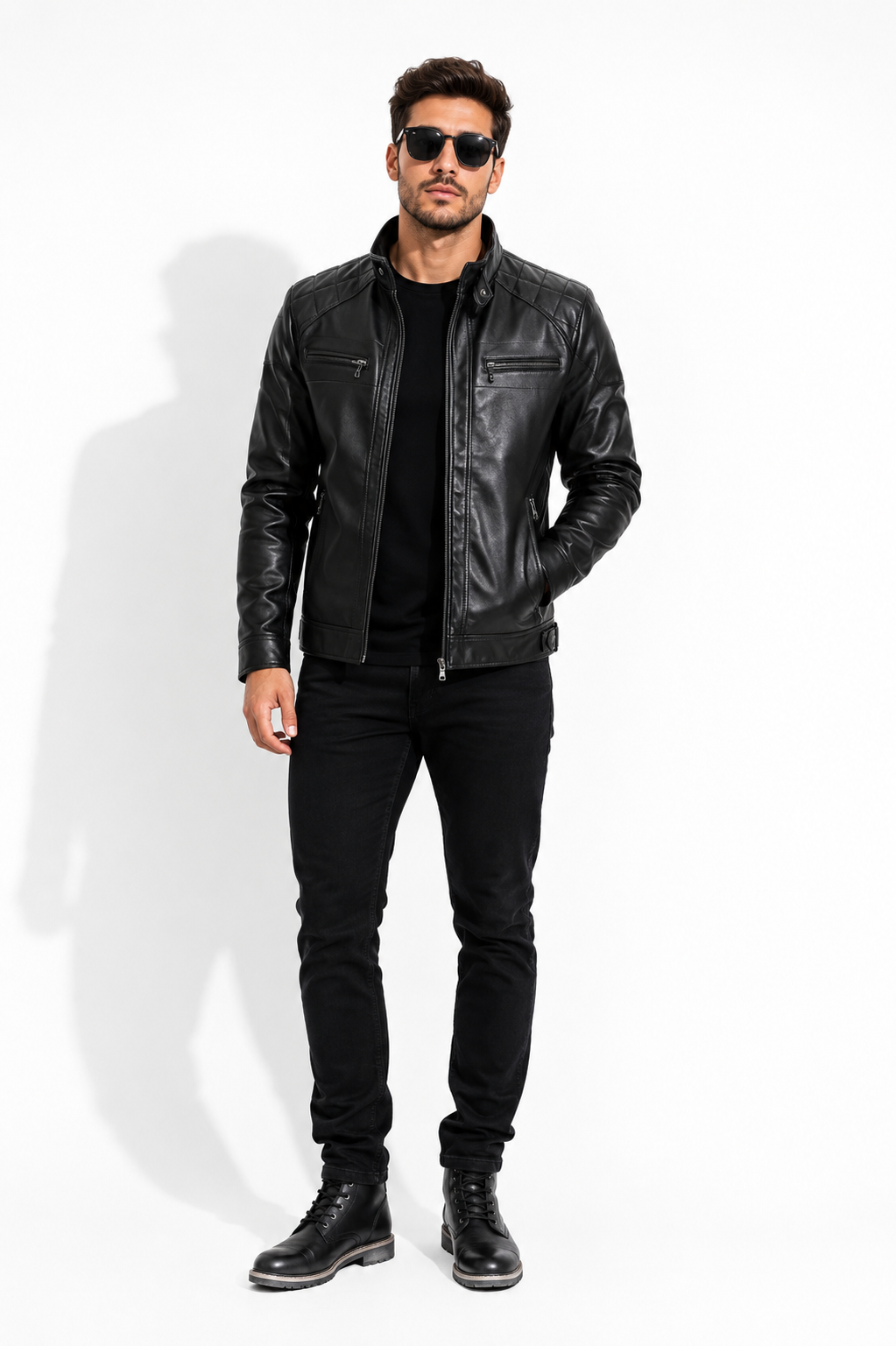 Jaqueta Masculina de Couro Slim