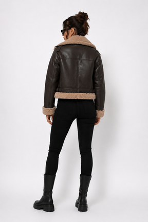 Jaqueta Feminina Curta com Forro Quente Design Dupla Face