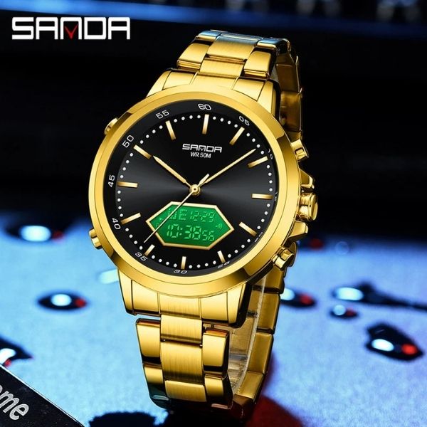 relogio masculino dourado