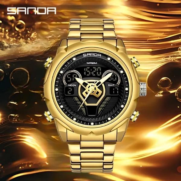 Relógio Masculino Dourado Wheel - Sanda
