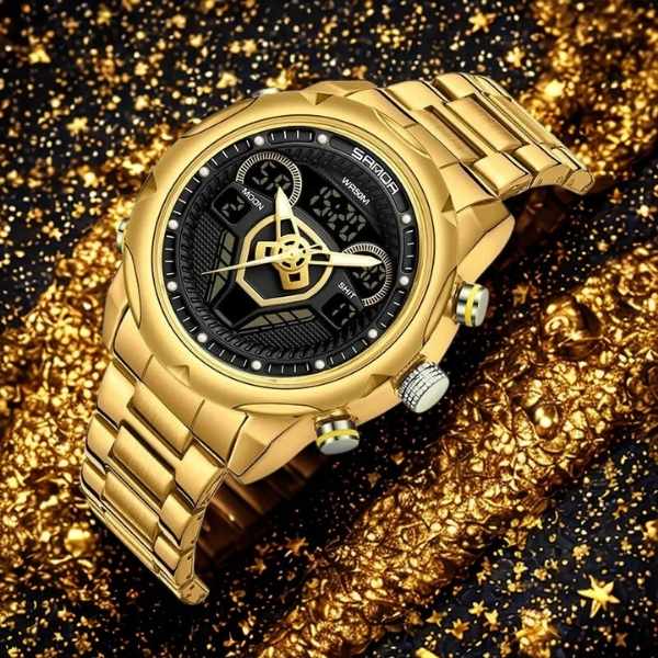 Relógio Masculino Dourado Wheel - Sanda