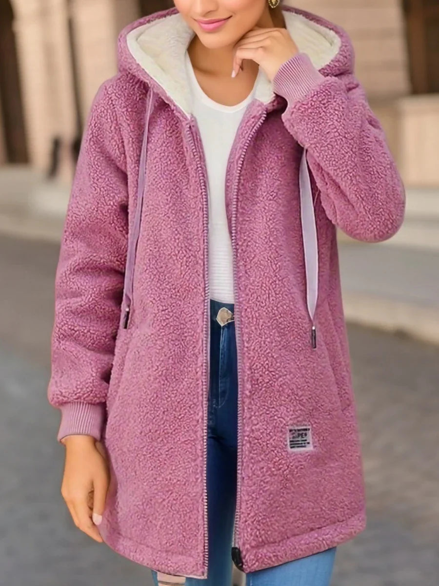 Casaco Blusão Feminino de Lã Acolchoado com Capuz - (Promoção de Inverno 2025)