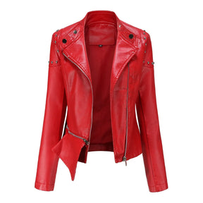 Jaqueta Feminina Estilo Motociclista com Gola Alta - (Promoção de Inverno 2025)