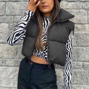 Colete Feminino Acolchoado sem Mangas Gola Alta em Algodão - (Promoção de Inverno 2025)