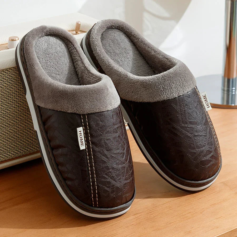 Pantufa de Couro com Forro em Algodão
