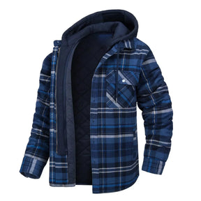 Casaco Masculino Quadriculado Para Inverno com Capuz Forro de Algodão - (Promoção de Inverno 2025)