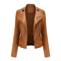 Jaqueta Feminina Slim Estilo Biker com Gola Dobrável e Detalhes Retrô - (Promoção de Inverno 2025)