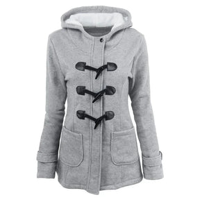 Casaco Feminino Básico com Capuz e Zíper - Sobretudo Casual para Outono/Inverno - (Promoção de Inverno 2025)