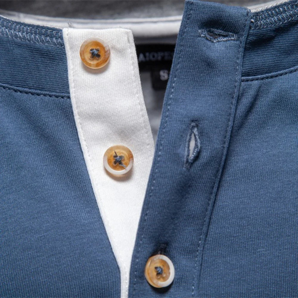 Camiseta Masculina Henley Manga Longa Davos