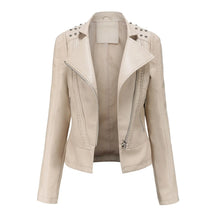 Jaqueta Feminina Slim Estilo Biker com Gola Dobrável e Detalhes Retrô - (Promoção de Inverno 2025)
