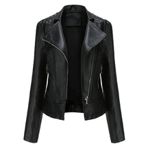 Jaqueta Feminina Slim Estilo Biker com Gola Dobrável e Detalhes Retrô - (Promoção de Inverno 2025)