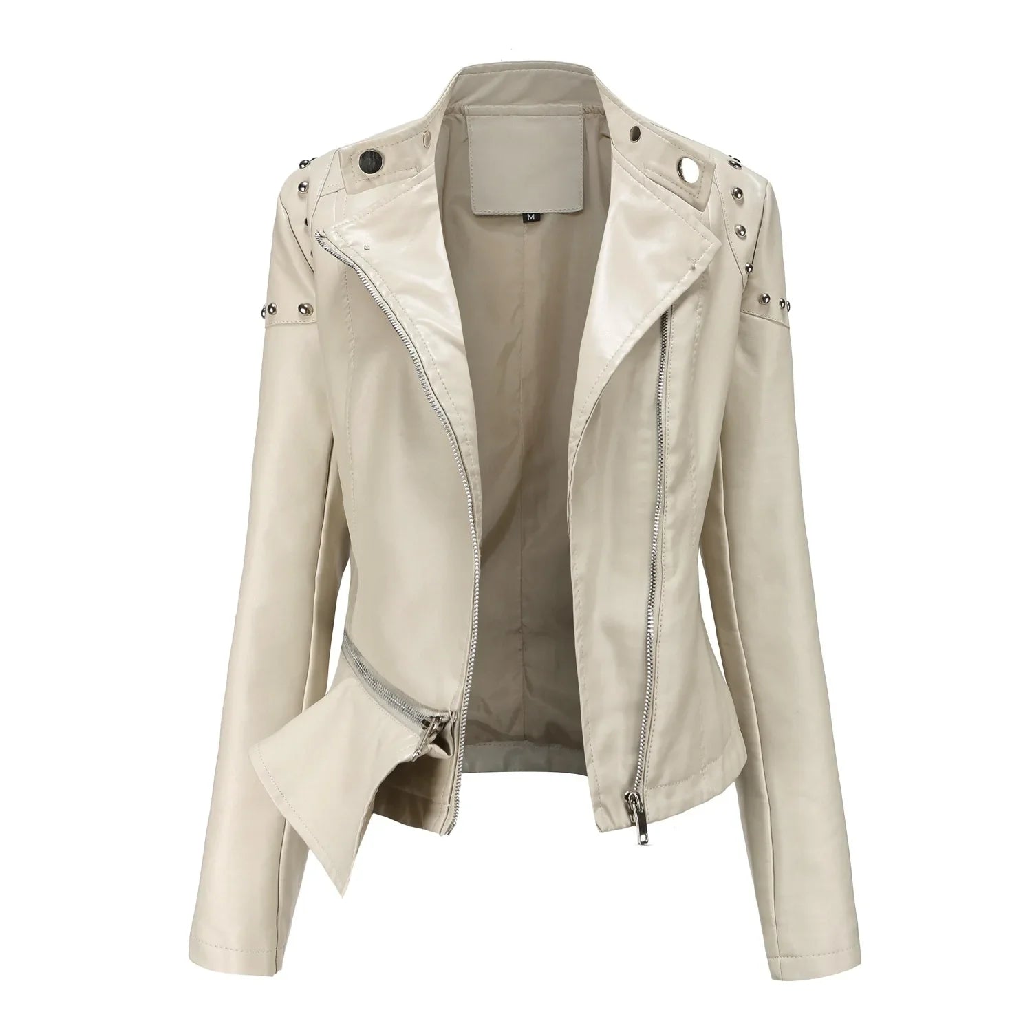 Jaqueta Feminina Estilo Motociclista com Gola Alta - (Promoção de Inverno 2025)