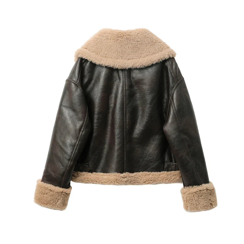 Jaqueta Feminina Curta com Forro Quente Design Dupla Face – (Promoção de Inverno 2025)