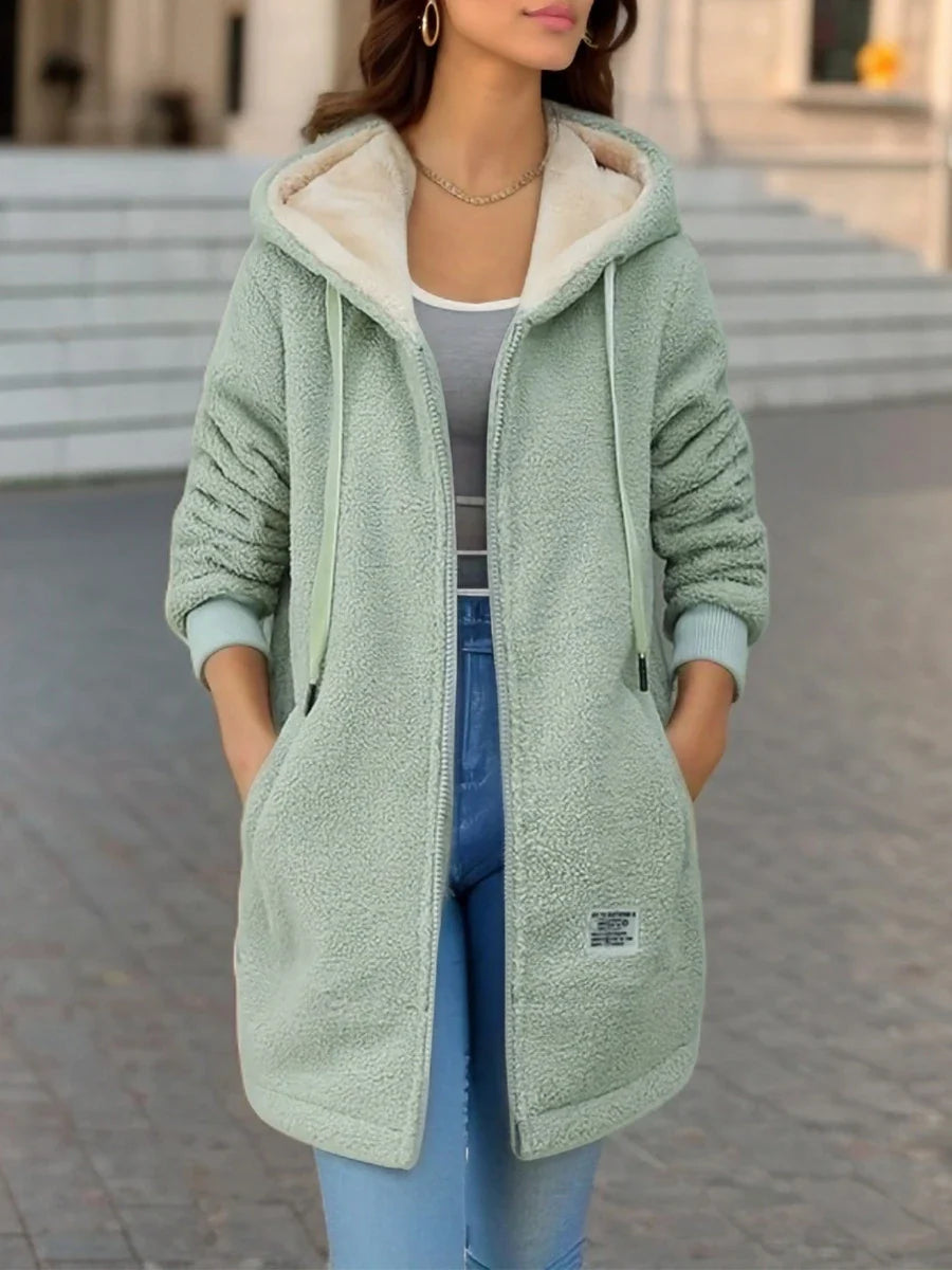 Casaco Blusão Feminino de Lã Acolchoado com Capuz - (Promoção de Inverno 2025)