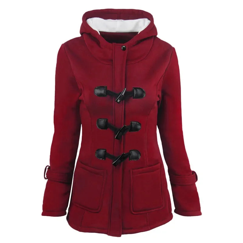 Casaco Feminino Básico com Capuz e Zíper - Sobretudo Casual para Outono/Inverno - (Promoção de Inverno 2025)