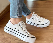Tênis Plataforma Feminino Casual em Couro Confortável para Dia a Dia, Passeio e Trabalho