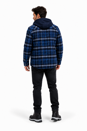 Casaco Masculino Quadriculado Para Inverno com Capuz Forro de Algodão