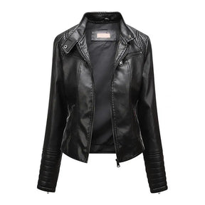 Jaqueta Feminina Slim com Gola Alta Estilo Biker - (Promoção de Inverno 2025)