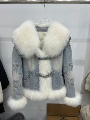 Jaqueta Jeans Feminina com Gola e Forro de lã – (Promoção de Inverno 2025)
